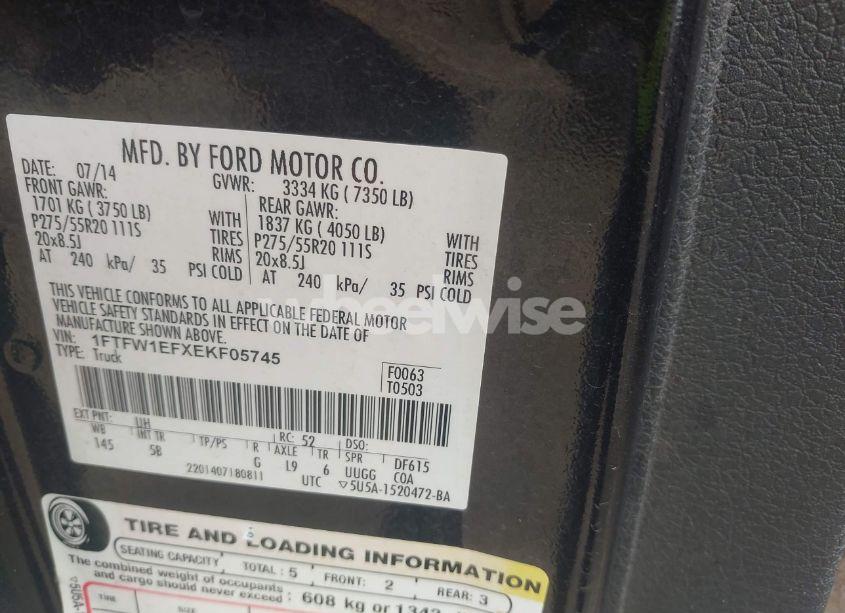 Photo 9 of 2014 Ford F-150 FX4 (VIN 1FTFW1EFXEKF05745)