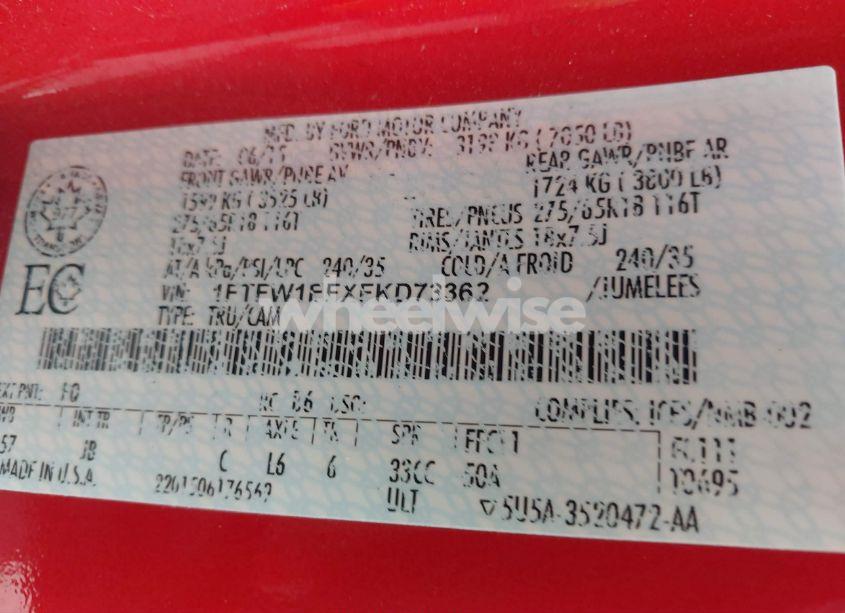 Photo 9 of 2015 Ford F-150 XLT (VIN 1FTFW1EFXFKD73362)