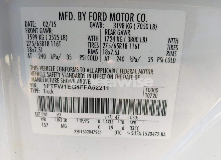 Photo 9 of 2015 Ford F-150 XLT (VIN 1FTFW1EG4FFA52211)