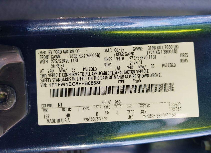 Photo 9 of 2015 Ford F-150 LARIAT (VIN 1FTFW1EG6FFB88680)