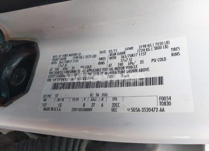 Photo 9 of 2015 Ford F-150 XL (VIN 1FTFW1EG6FKD22286)