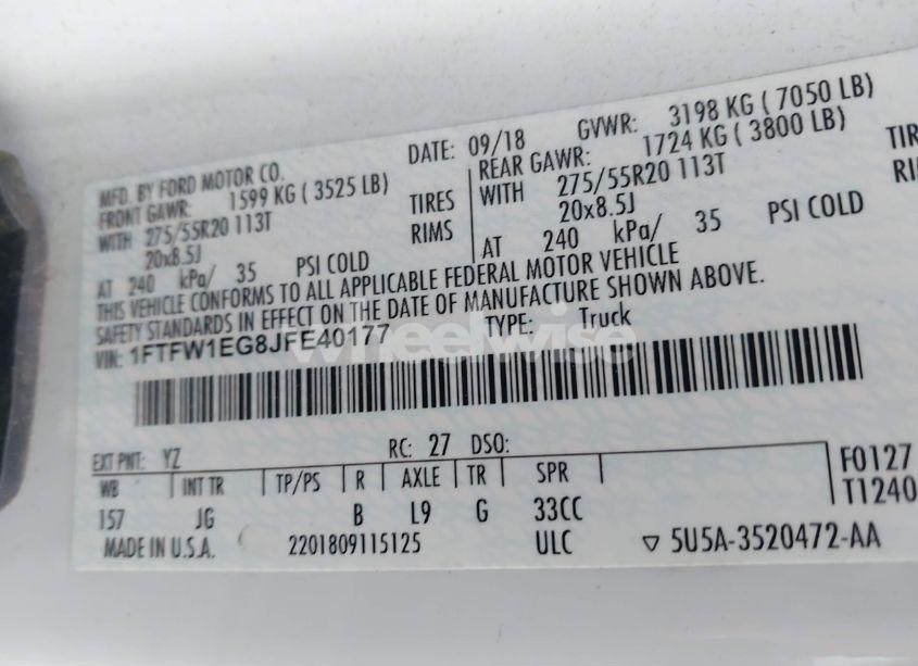 Photo 9 of 2018 Ford F-150 XL (VIN 1FTFW1EG8JFE40177)