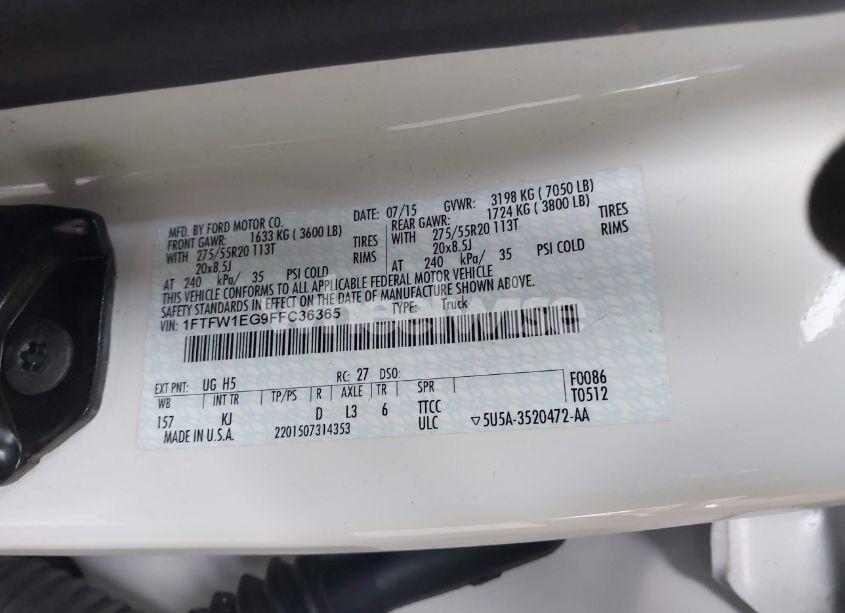 Photo 8 of 2015 Ford F-150 KING RANCH (VIN 1FTFW1EG9FFC36365)