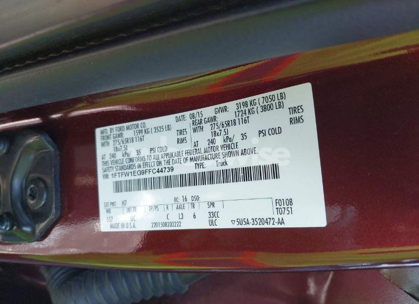 Photo 9 of 2015 Ford F-150 XLT (VIN 1FTFW1EG9FFC44739)