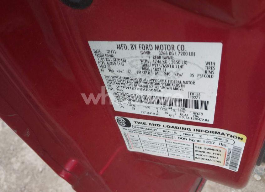 Photo 9 of 2011 Ford F-150 FX4 (VIN 1FTFW1ET0BKE16588)