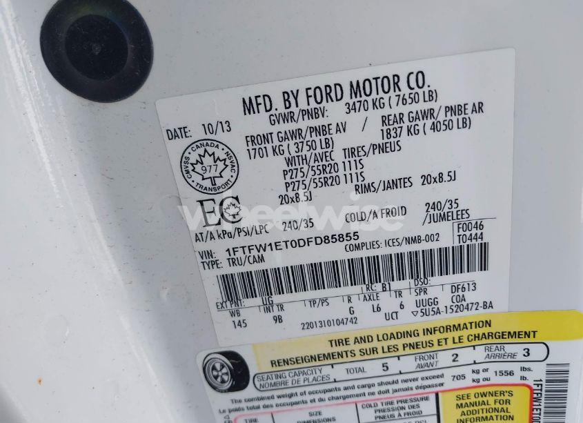 Photo 9 of 2013 Ford F-150 PLATINUM (VIN 1FTFW1ET0DFD85855)