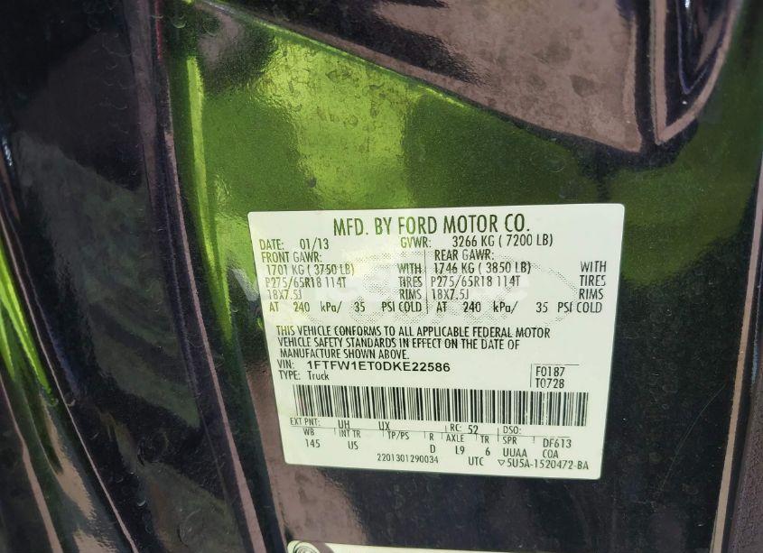 Photo 9 of 2013 Ford F-150 XLT (VIN 1FTFW1ET0DKE22586)