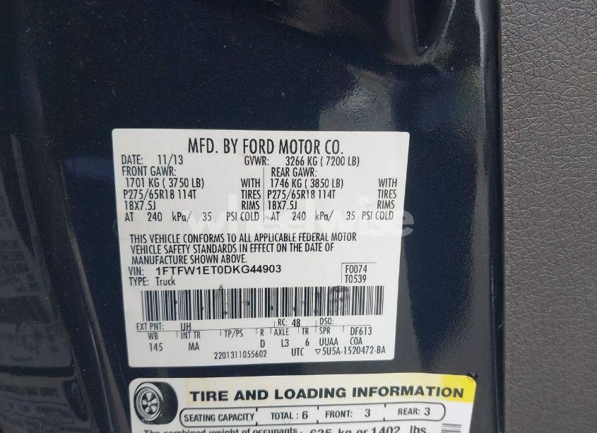 Photo 9 of 2013 Ford F-150 XLT (VIN 1FTFW1ET0DKG44903)