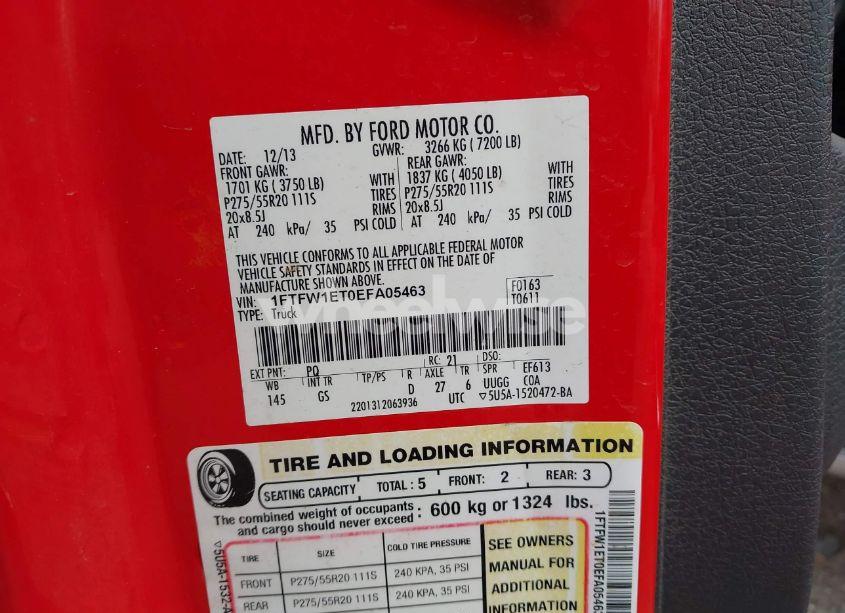 Photo 9 of 2014 Ford F-150 XLT (VIN 1FTFW1ET0EFA05463)