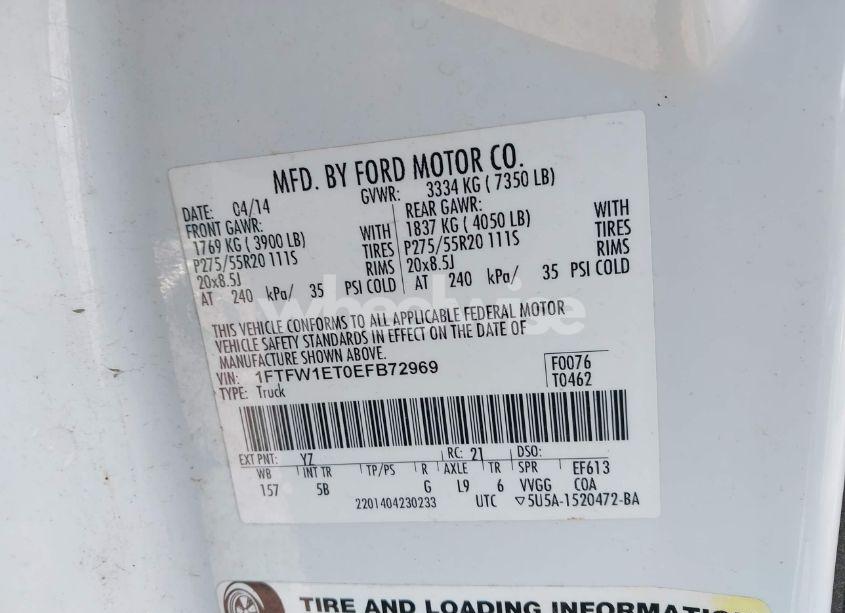 Photo 9 of 2014 Ford F-150 FX4 (VIN 1FTFW1ET0EFB72969)