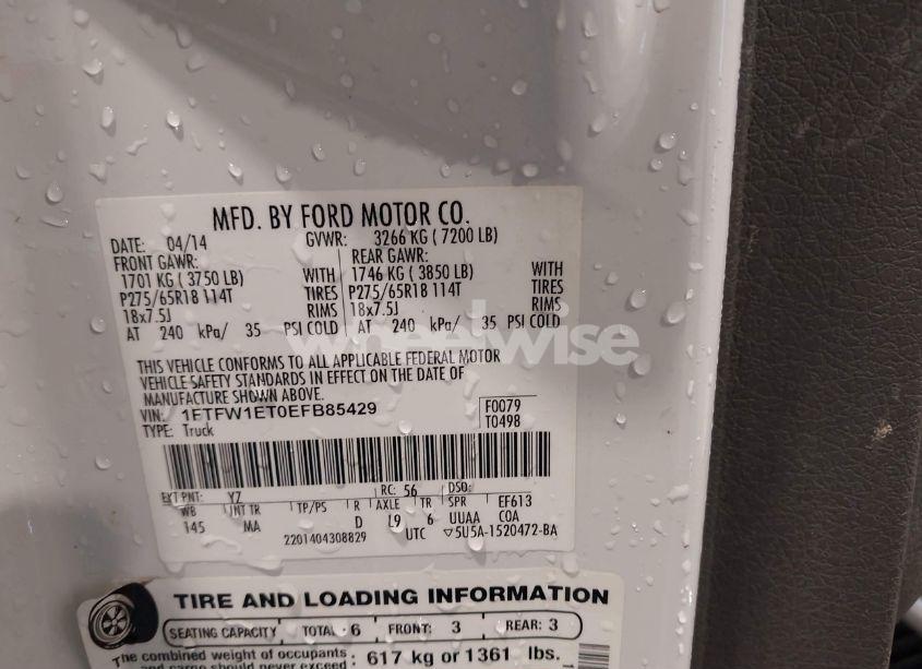 Photo 9 of 2014 Ford F-150 XLT (VIN 1FTFW1ET0EFB85429)