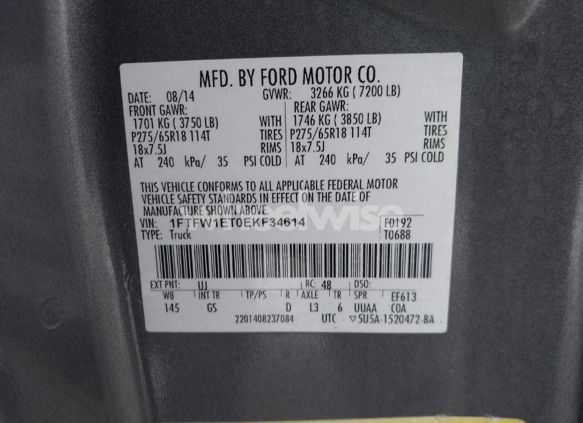 Photo 9 of 2014 Ford F-150 XLT (VIN 1FTFW1ET0EKF34614)