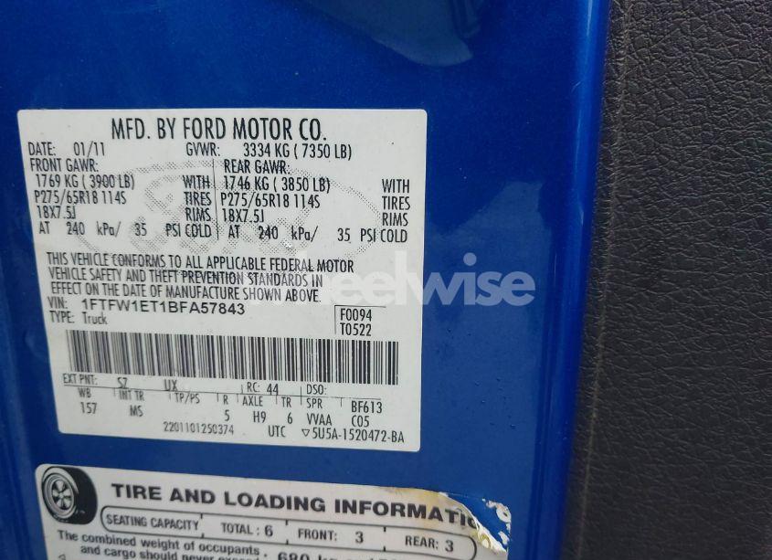 Photo 9 of 2011 Ford F-150 XLT (VIN 1FTFW1ET1BFA57843)