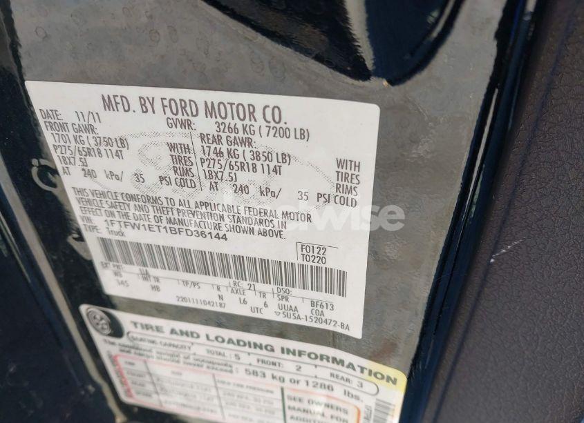 Photo 9 of 2011 Ford F-150 LARIAT (VIN 1FTFW1ET1BFD36144)