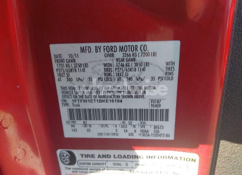 Photo 9 of 2011 Ford F-150 XLT (VIN 1FTFW1ET1BKE16194)