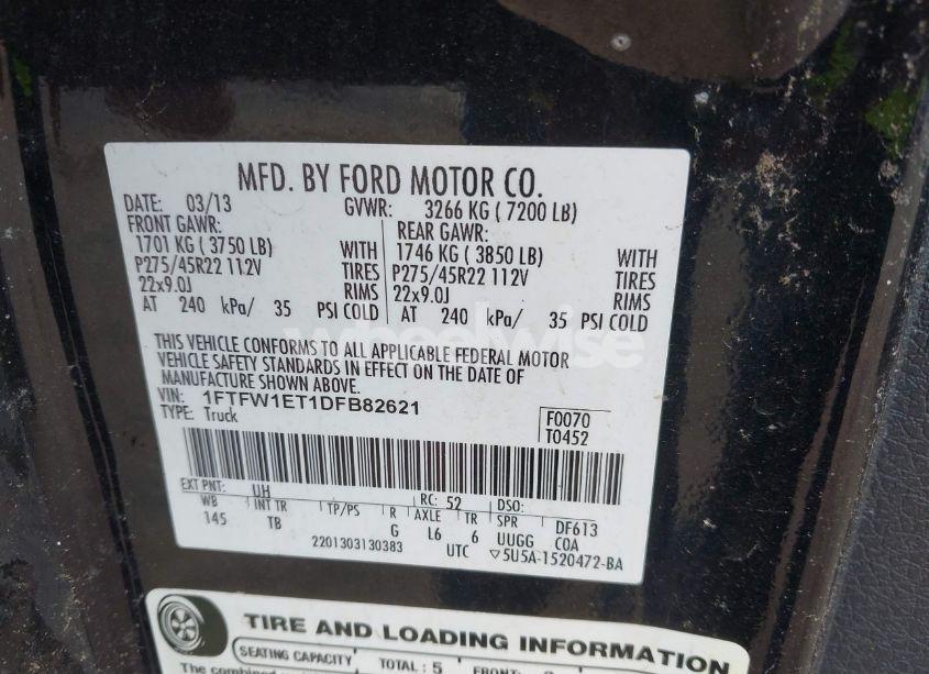 Photo 9 of 2013 Ford F-150 LIMITED (VIN 1FTFW1ET1DFB82621)