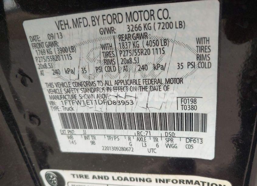 Photo 9 of 2013 Ford F-150 PLATINUM (VIN 1FTFW1ET1DFD83953)