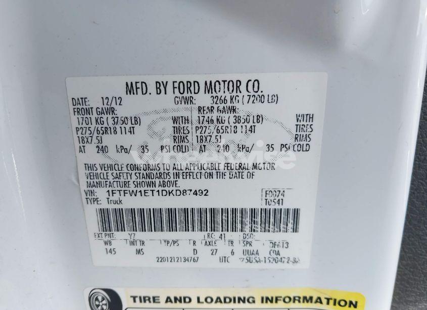 Photo 9 of 2013 Ford F-150 XLT (VIN 1FTFW1ET1DKD87492)