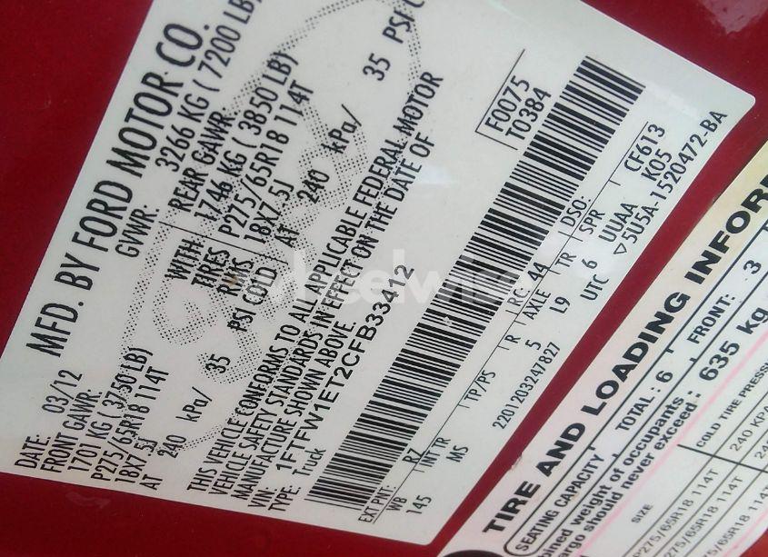 Photo 9 of 2012 Ford F-150 XLT (VIN 1FTFW1ET2CFB33412)