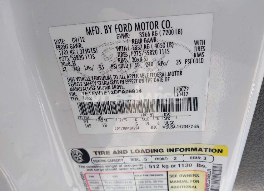 Photo 9 of 2013 Ford F-150 PLATINUM (VIN 1FTFW1ET2DFA09934)