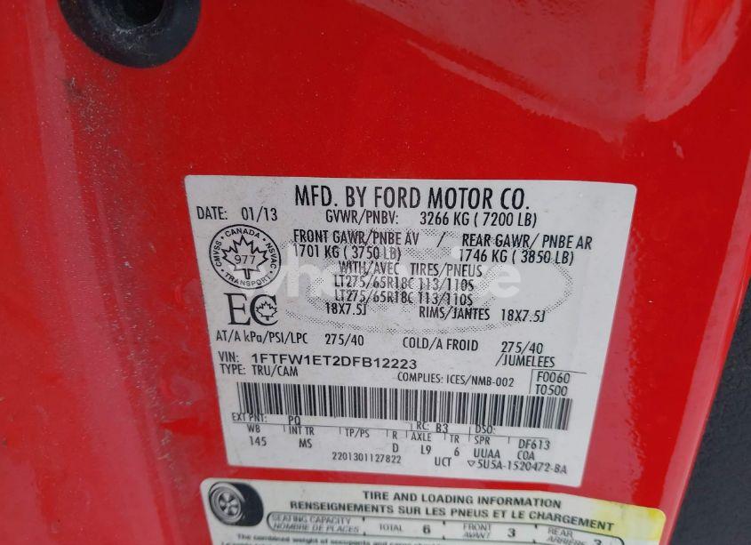 Photo 9 of 2013 Ford F-150 XLT (VIN 1FTFW1ET2DFB12223)