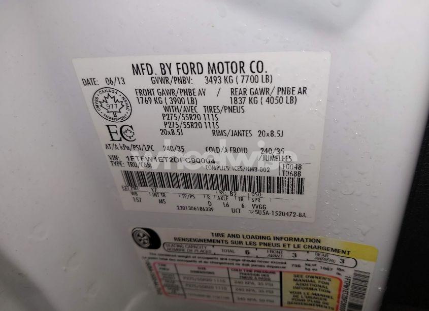 Photo 9 of 2013 Ford F-150 XLT (VIN 1FTFW1ET2DFC90004)