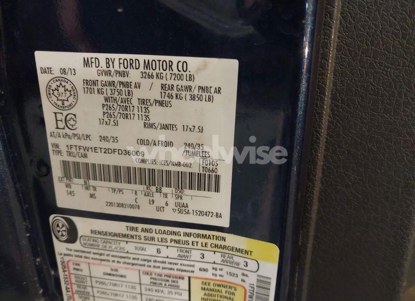 Photo 9 of 2013 Ford F-150 XLT (VIN 1FTFW1ET2DFD36009)