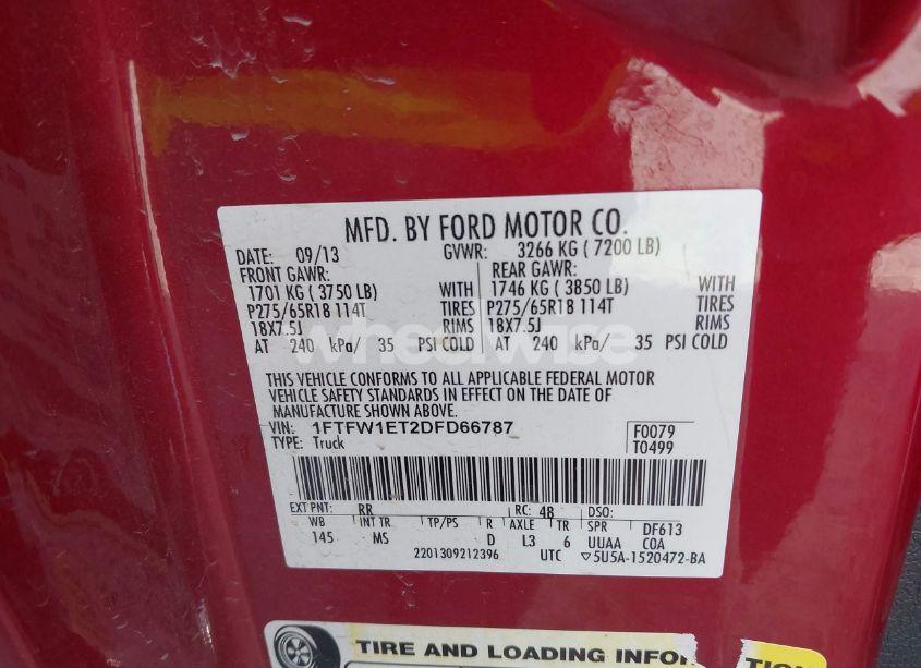 Photo 9 of 2013 Ford F-150 XLT (VIN 1FTFW1ET2DFD66787)