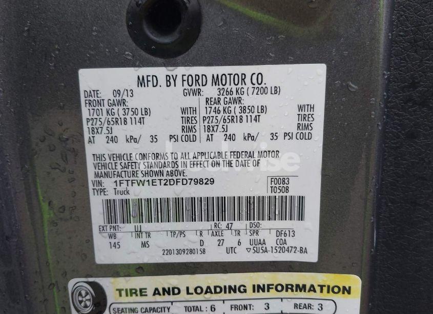 Photo 9 of 2013 Ford F-150 XLT (VIN 1FTFW1ET2DFD79829)