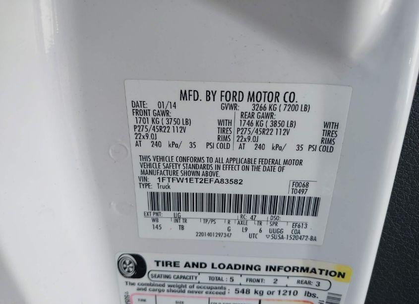 Photo 9 of 2014 Ford F-150 LIMITED (VIN 1FTFW1ET2EFA83582)