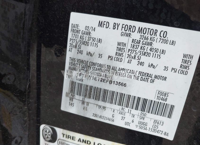 Photo 9 of 2014 Ford F-150 LARIAT (VIN 1FTFW1ET2EFB13566)