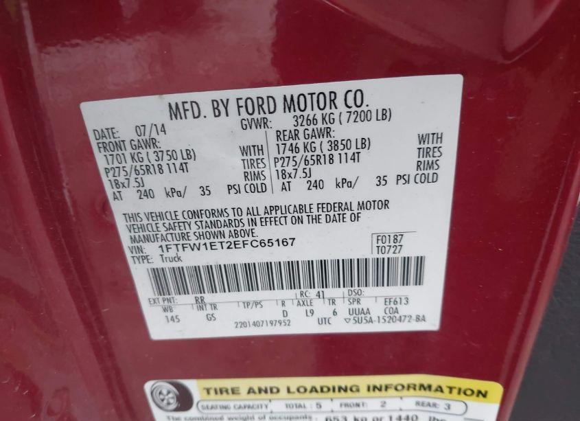 Photo 9 of 2014 Ford F-150 XLT (VIN 1FTFW1ET2EFC65167)