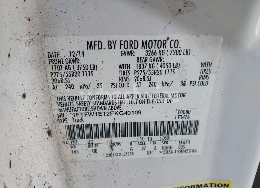 Photo 9 of 2014 Ford F-150 LARIAT (VIN 1FTFW1ET2EKG40109)