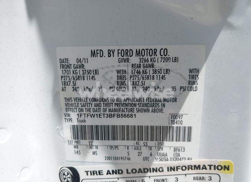 Photo 9 of 2011 Ford F-150 XLT (VIN 1FTFW1ET3BFB56681)