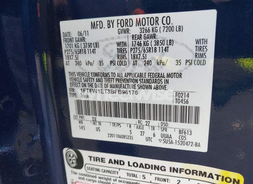 Photo 9 of 2011 Ford F-150 XLT (VIN 1FTFW1ET3BFB96176)