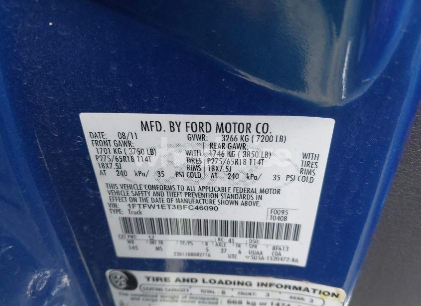 Photo 9 of 2011 Ford F-150 XLT (VIN 1FTFW1ET3BFC46090)