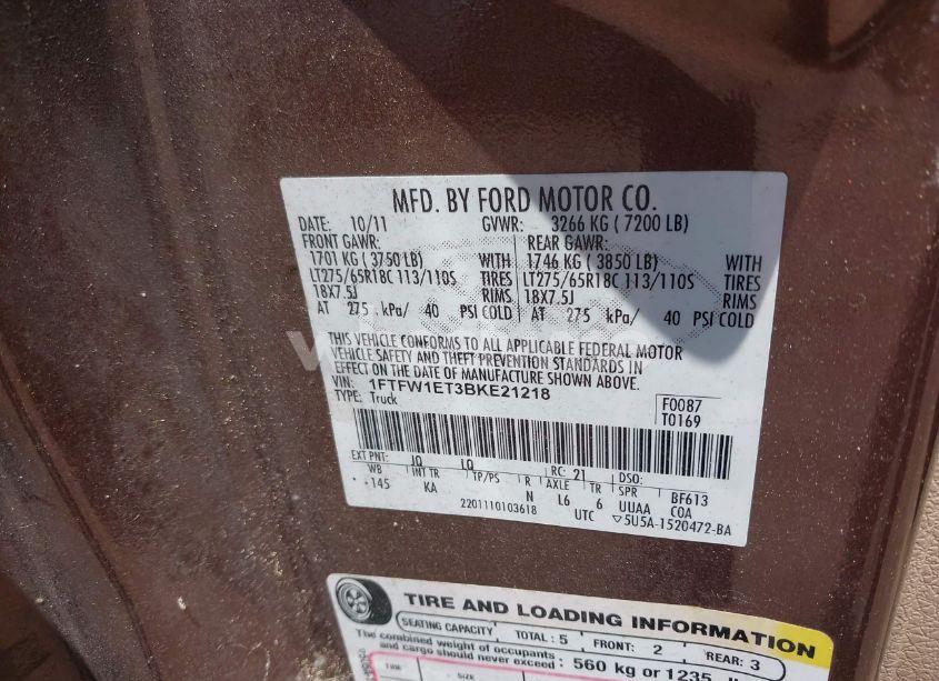 Photo 9 of 2011 Ford F-150 KING RANCH (VIN 1FTFW1ET3BKE21218)