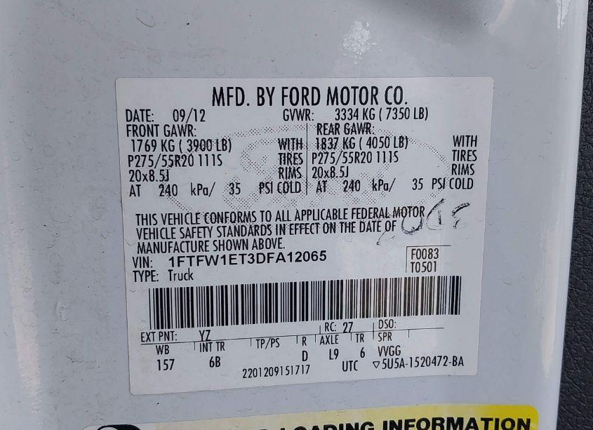 Photo 9 of 2013 Ford F-150 FX4 (VIN 1FTFW1ET3DFA12065)