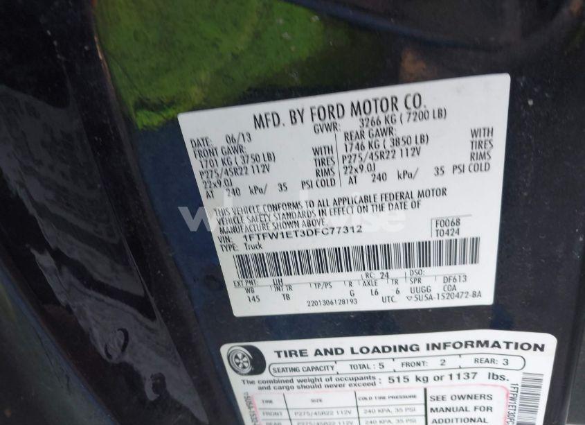 Photo 9 of 2013 Ford F-150 LIMITED (VIN 1FTFW1ET3DFC77312)