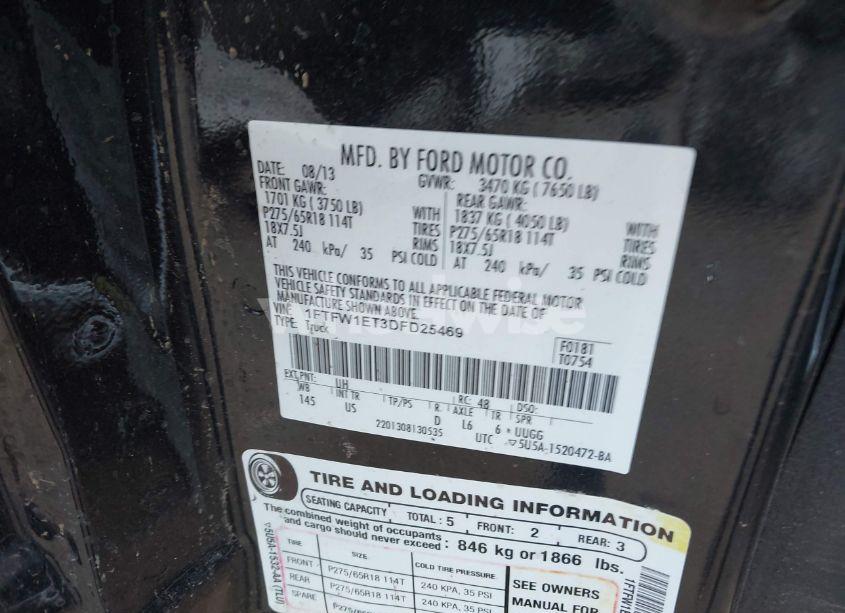 Photo 9 of 2013 Ford F-150 XLT (VIN 1FTFW1ET3DFD25469)