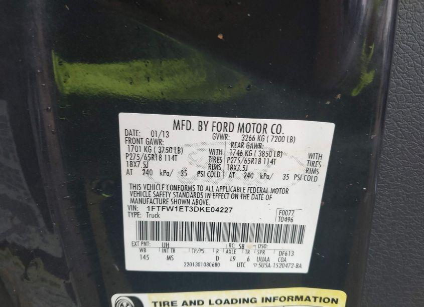 Photo 9 of 2013 Ford F-150 XLT (VIN 1FTFW1ET3DKE04227)