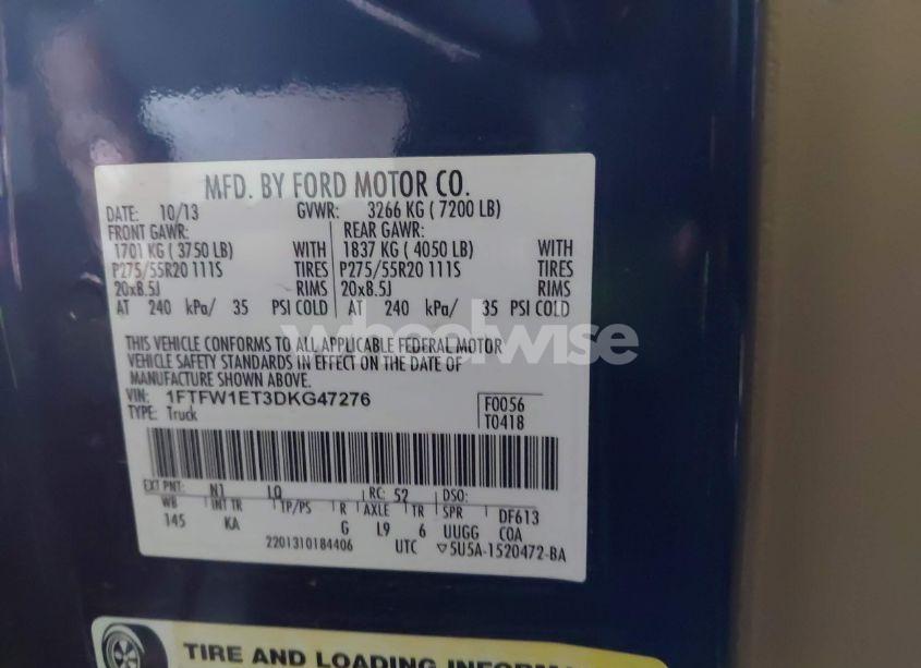 Photo 9 of 2013 Ford F-150 KING RANCH (VIN 1FTFW1ET3DKG47276)