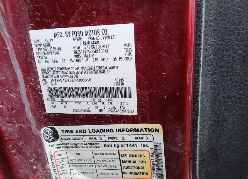 Photo 9 of 2014 Ford F-150 XLT (VIN 1FTFW1ET3EKD06610)