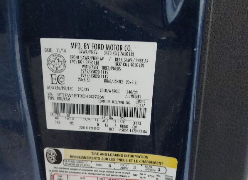 Photo 9 of 2014 Ford F-150 XLT (VIN 1FTFW1ET3EKG27269)