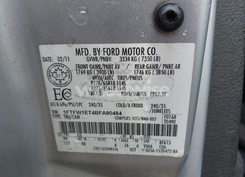 Photo 9 of 2011 Ford F-150 FX4 (VIN 1FTFW1ET4BFA80484)