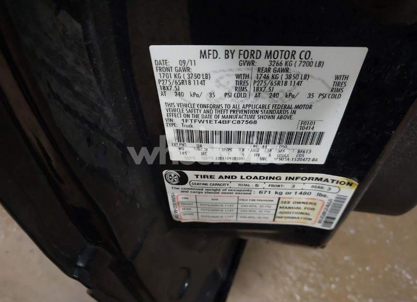 Photo 9 of 2011 Ford F-150 XLT (VIN 1FTFW1ET4BFC87568)