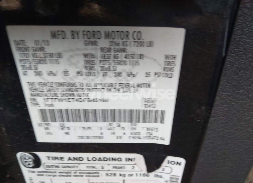 Photo 9 of 2013 Ford F-150 PLATINUM (VIN 1FTFW1ET4DFB45160)