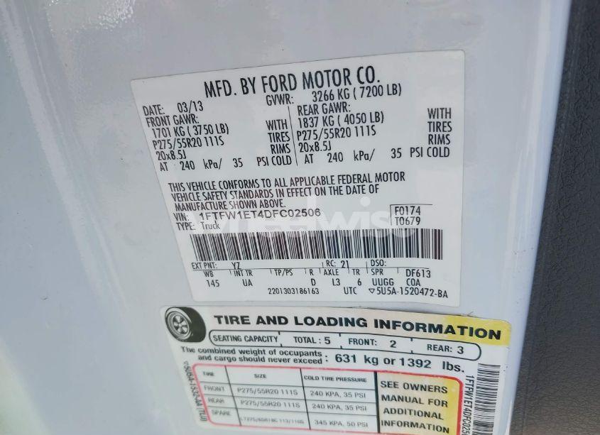 Photo 9 of 2013 Ford F-150 XLT (VIN 1FTFW1ET4DFC02506)