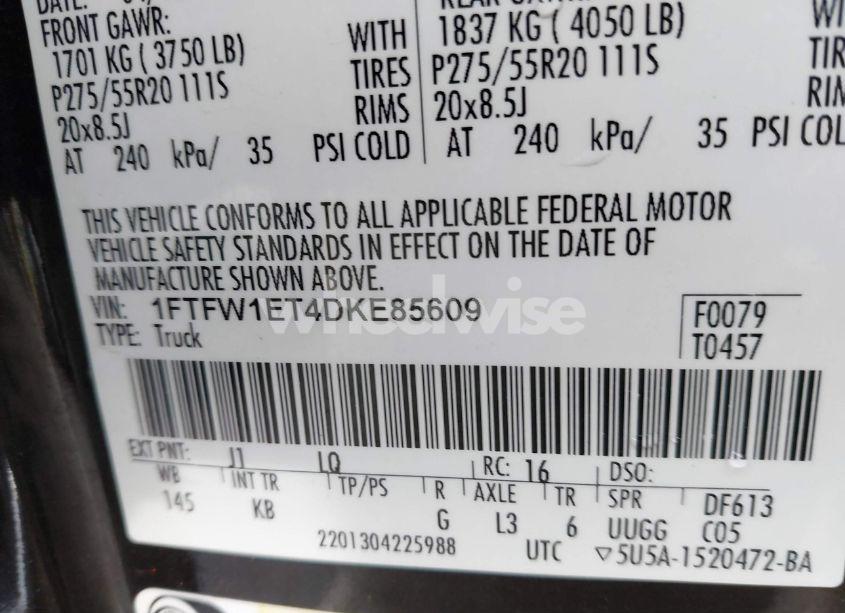 Photo 9 of 2013 Ford F-150 KING RANCH (VIN 1FTFW1ET4DKE85609)