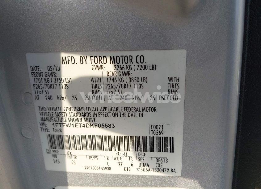 Photo 9 of 2013 Ford F-150 XL (VIN 1FTFW1ET4DKF05583)